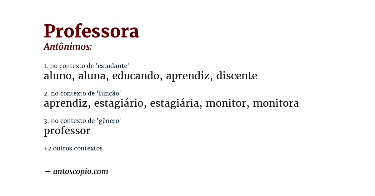 Antônimo de professora