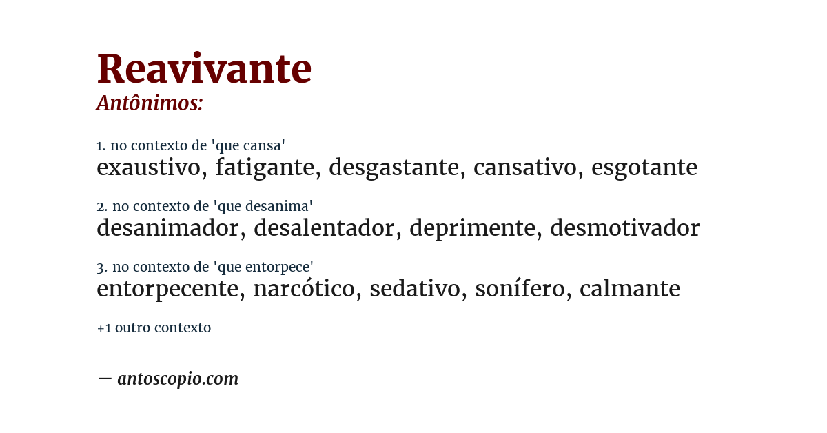 Antônimo de reavivante