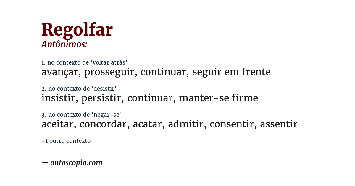 Antônimo de regolfar