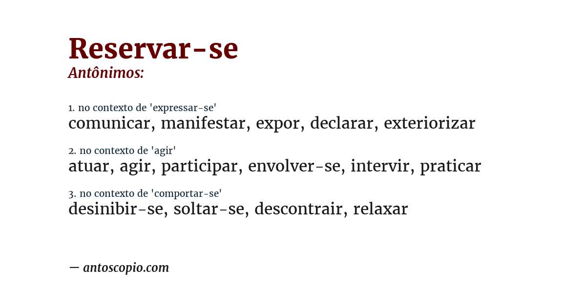 Antônimo de reservar-se