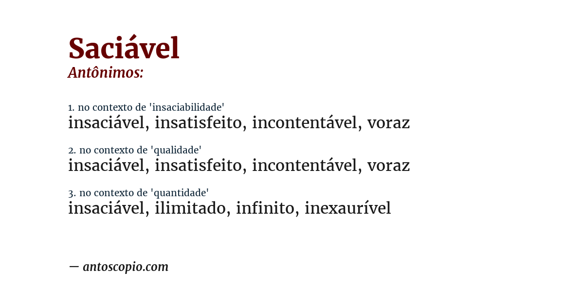 Antônimo de saciável