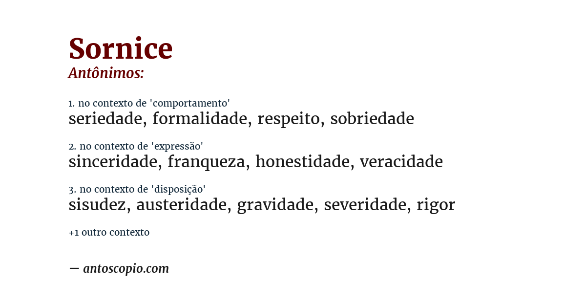 Antônimo de sornice