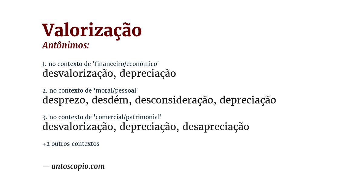 Antônimo de valorização