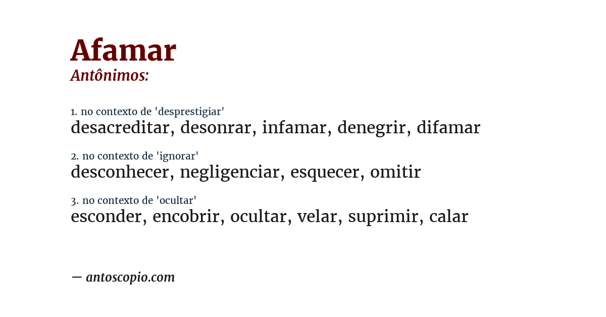 Antônimo de afamar
