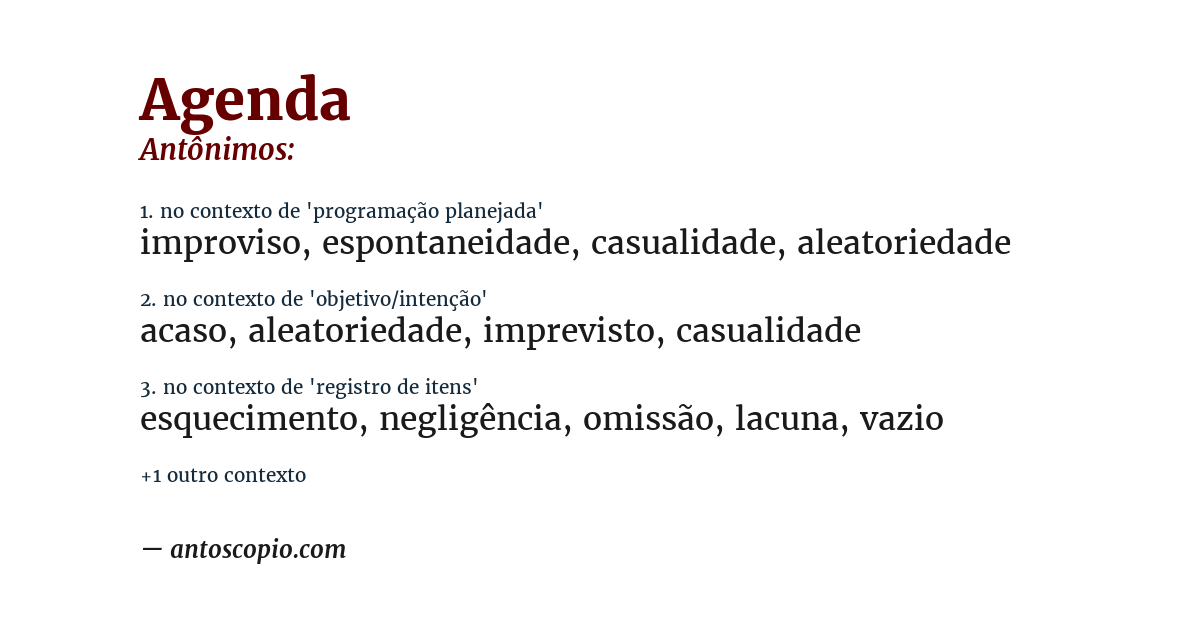 Antônimo de agenda