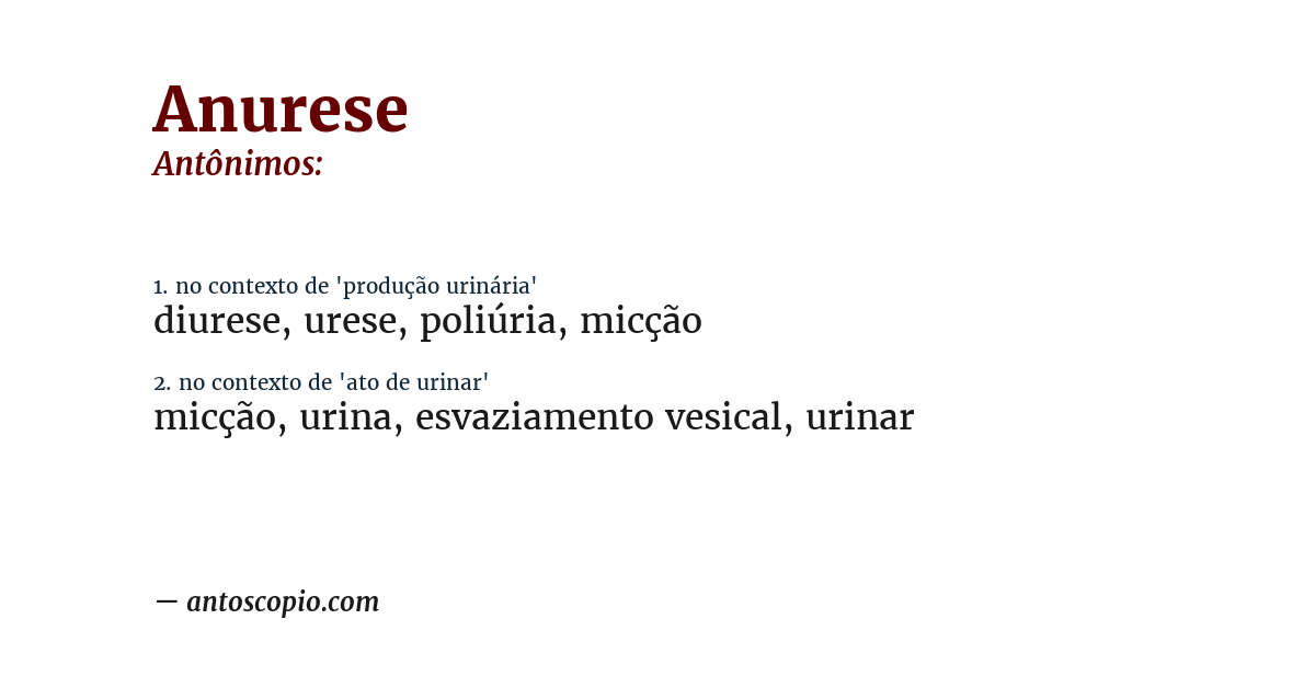 Antônimo de anurese
