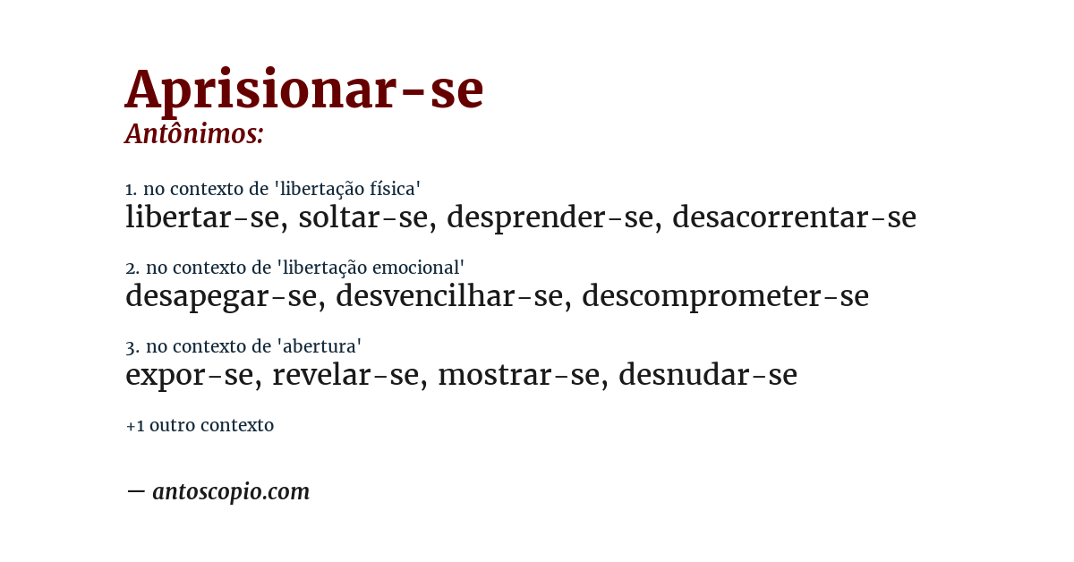 Antônimo de aprisionar-se
