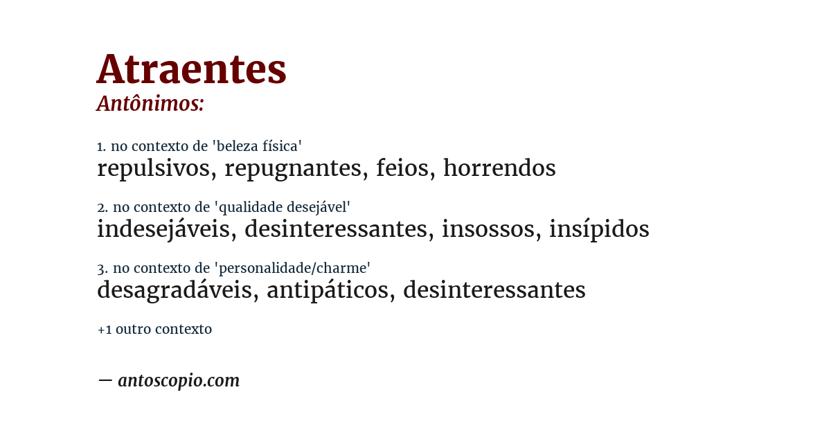 Antônimo de atraentes