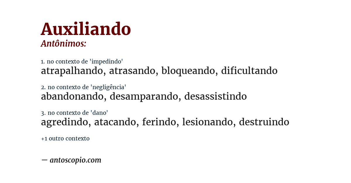 Antônimo de auxiliando