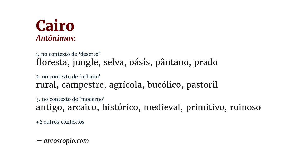 Antônimo de cairo