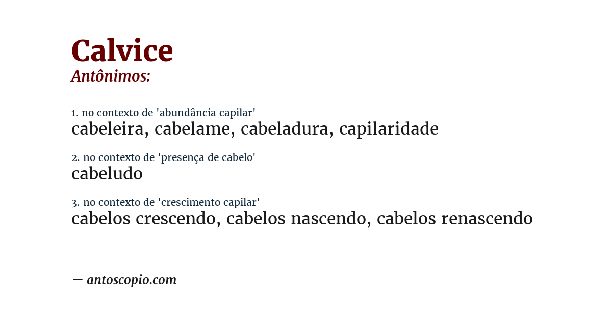 Antônimo de calvice