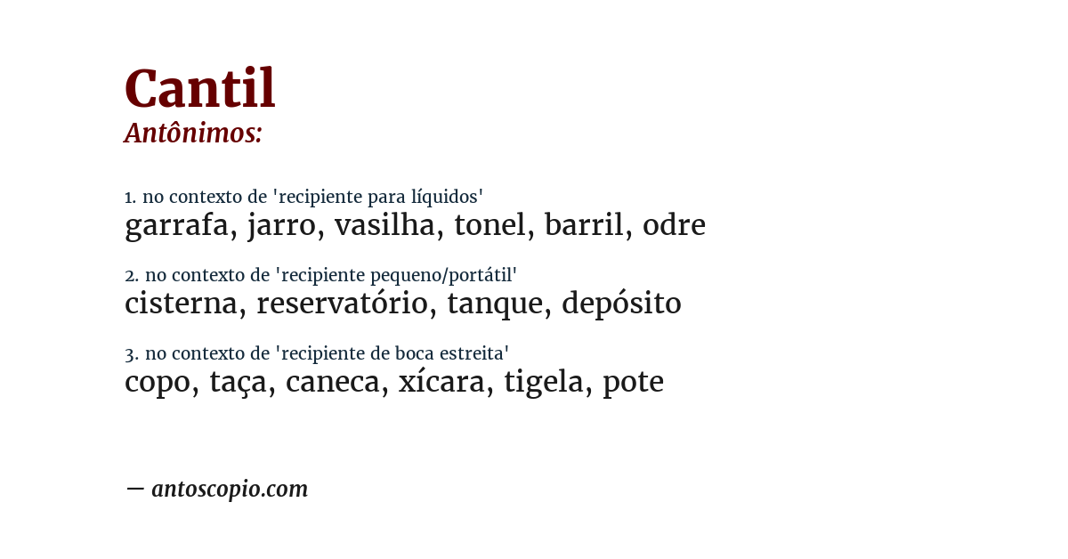 Antônimo de cantil