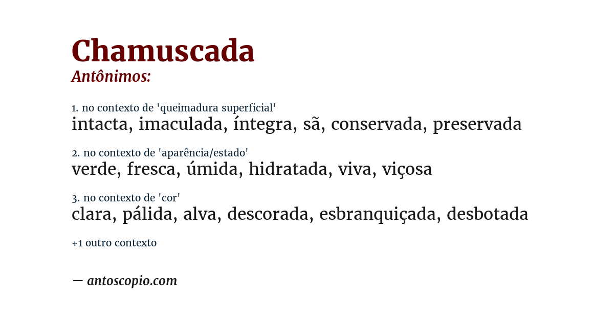 Antônimo de chamuscada