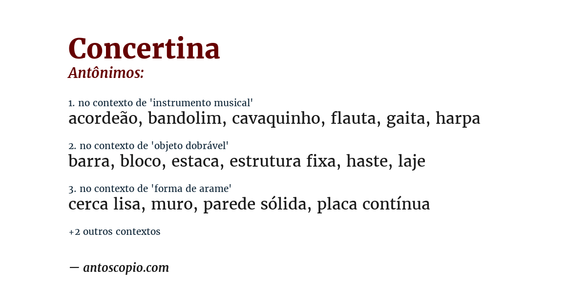 Antônimo de concertina