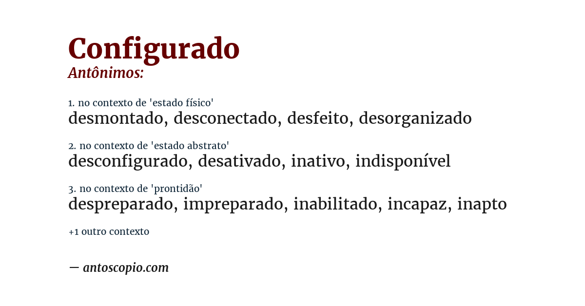 Antônimo de configurado