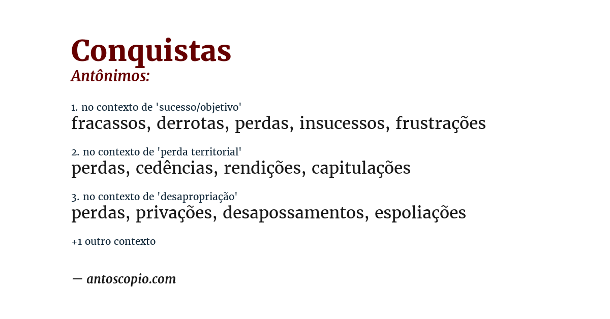 Antônimo de conquistas