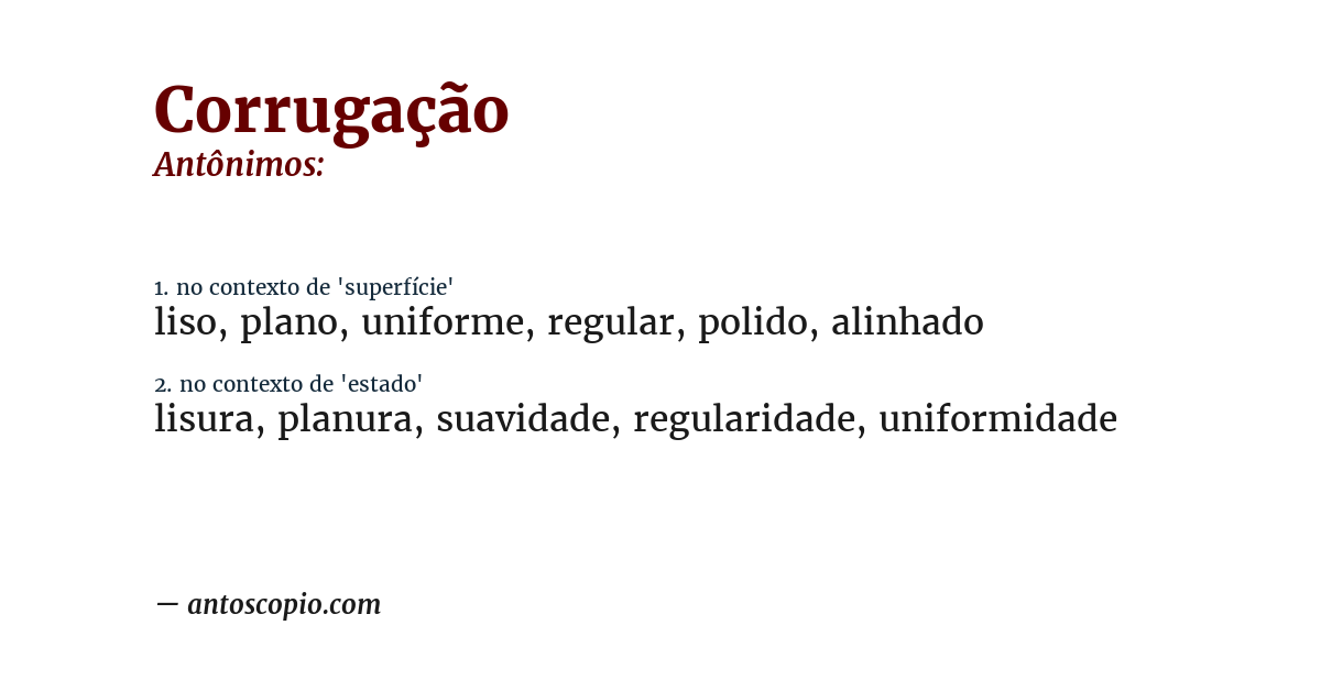 Antônimo de corrugação