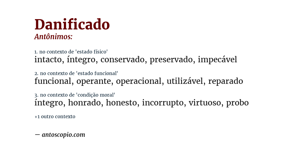 Antônimo de danificado