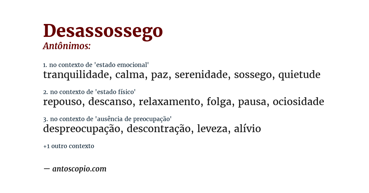Antônimo de desassossego