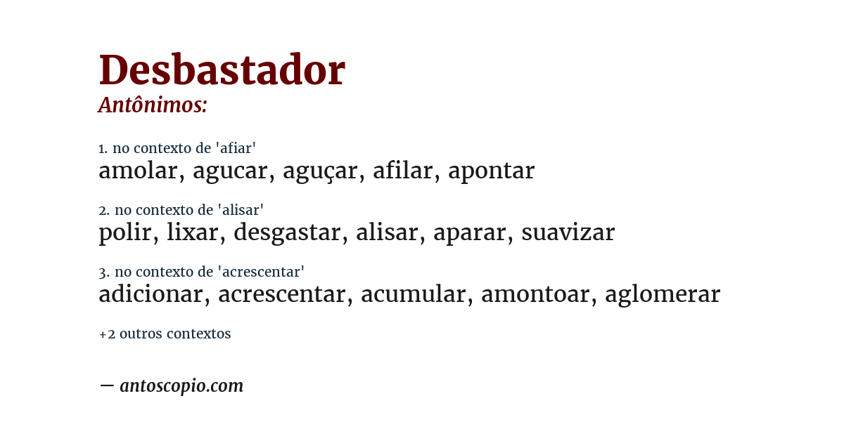 Antônimo de desbastador