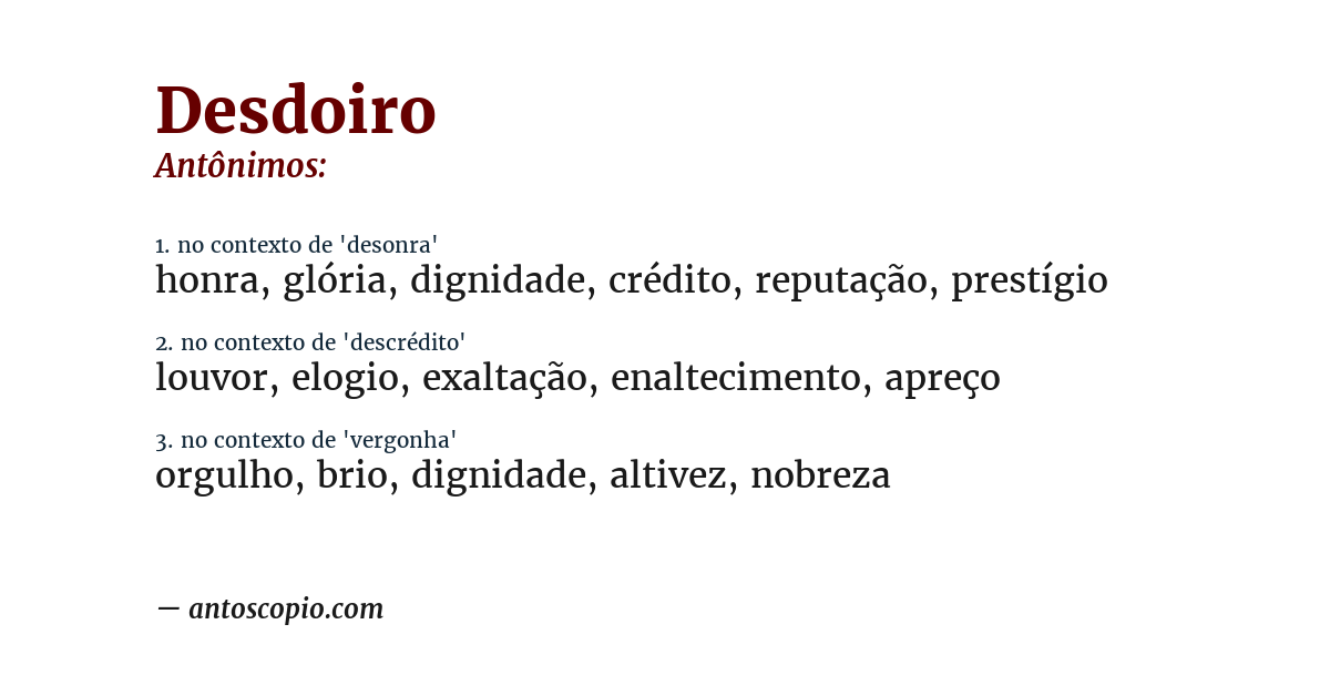 Antônimo de desdoiro