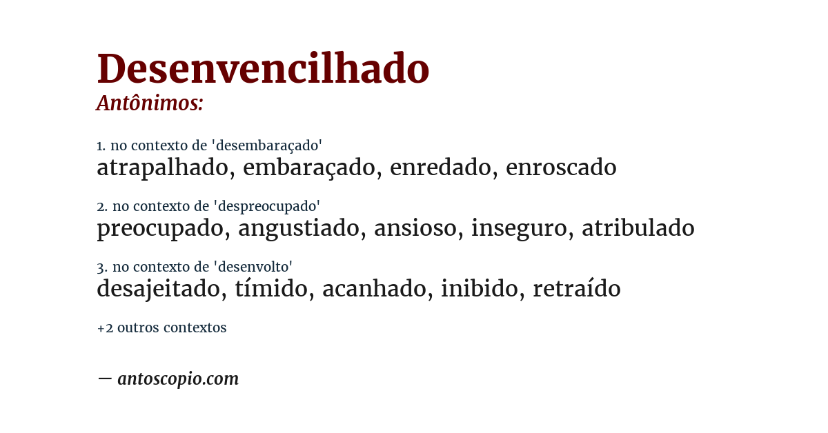 Antônimo de desenvencilhado