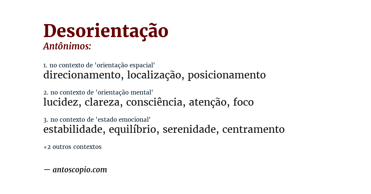Antônimo de desorientação