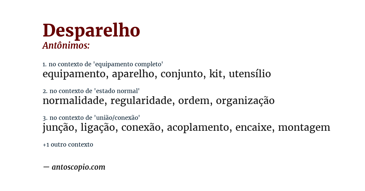 Antônimo de desparelho