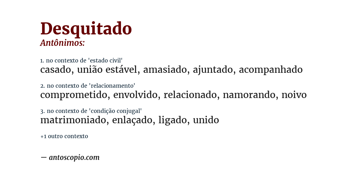 Antônimo de desquitado