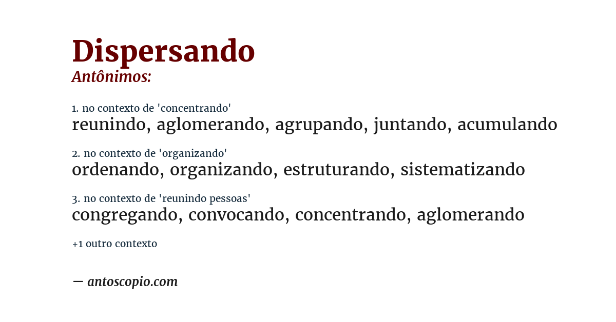 Antônimo de dispersando