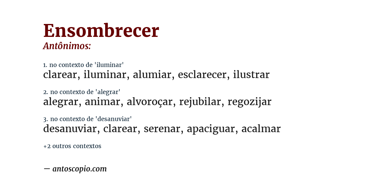 Antônimo de ensombrecer