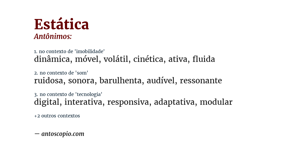Antônimo de estática