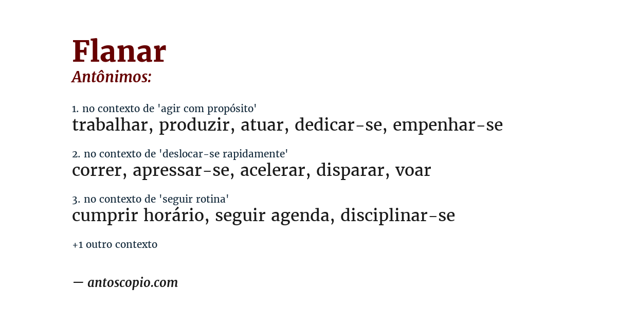 Antônimo de flanar