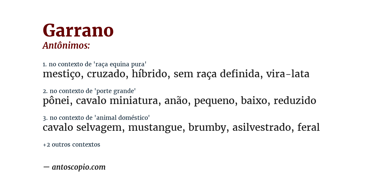 Antônimo de garrano
