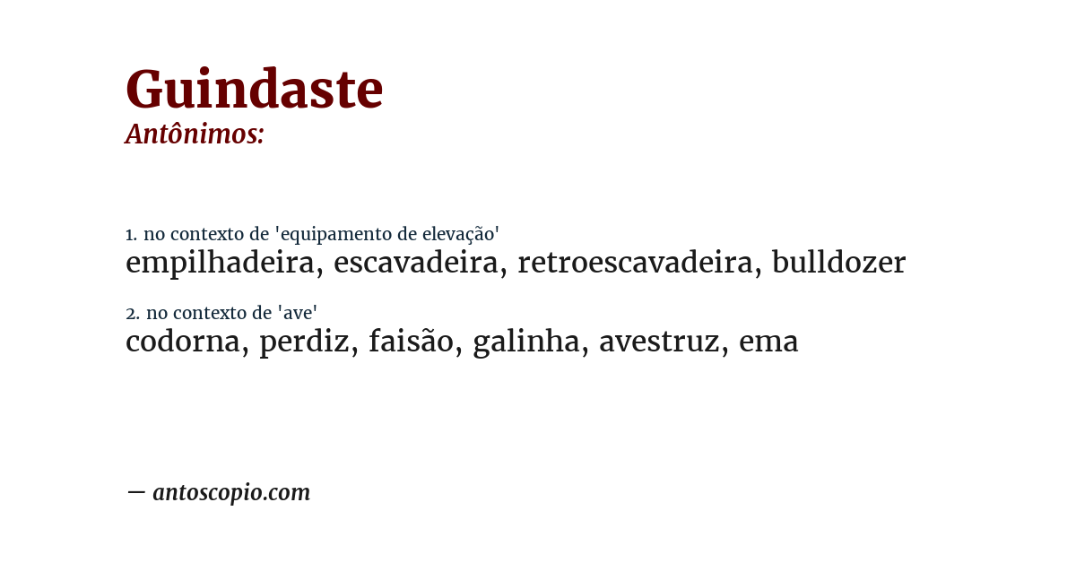 Antônimo de guindaste