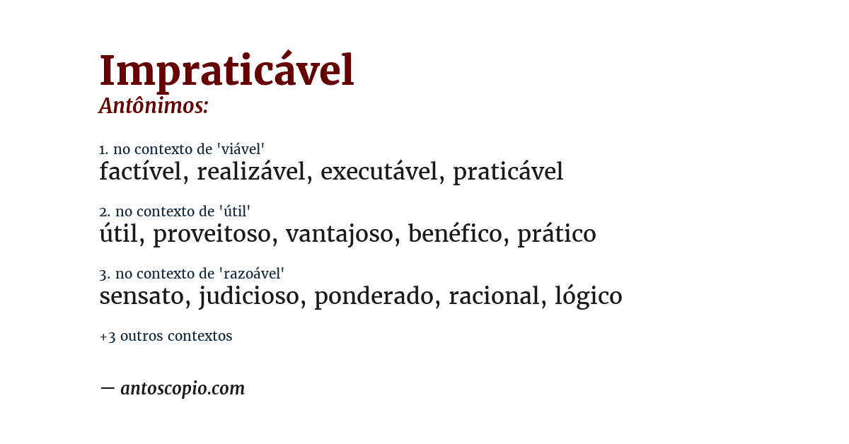 Antônimo de impraticável