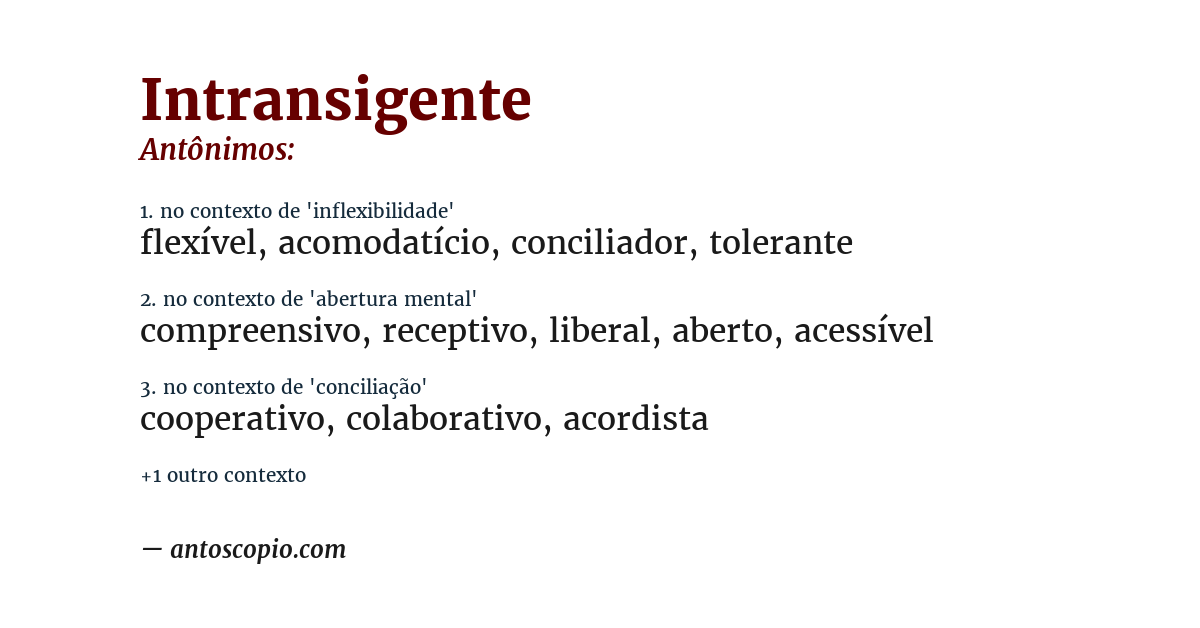 Antônimo de intransigente