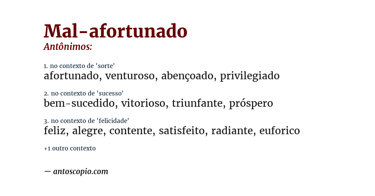 Antônimo de mal-afortunado