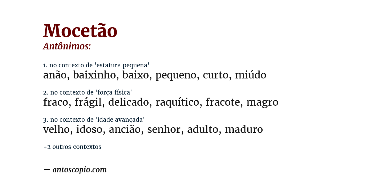 Antônimo de mocetão