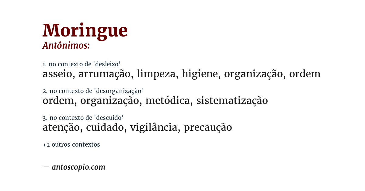 Antônimo de moringue