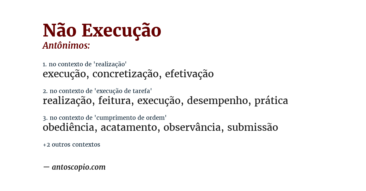 Antônimo de não execução