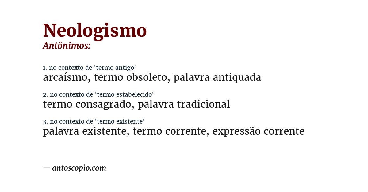 Antônimo de neologismo