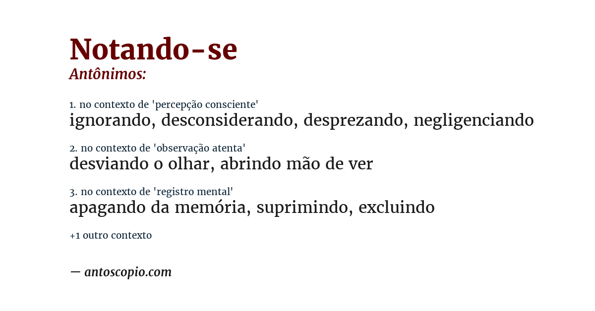 Antônimo de notando-se