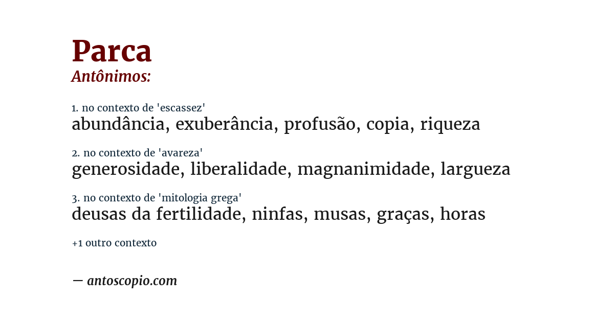 Antônimo de parca