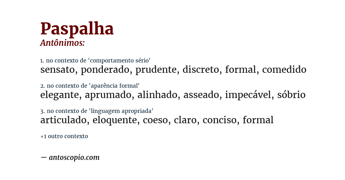 Antônimo de paspalha