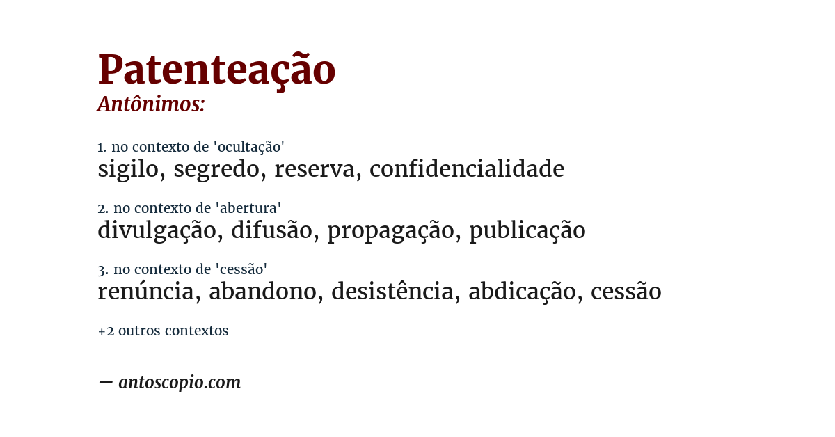 Antônimo de patenteação