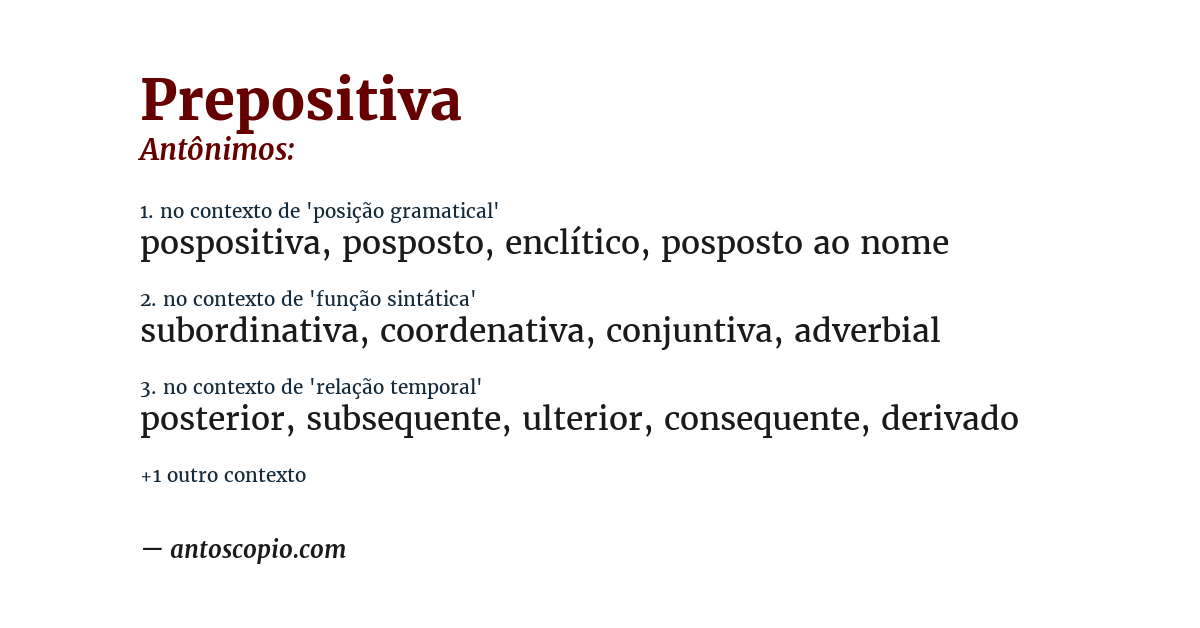 Antônimo de prepositiva