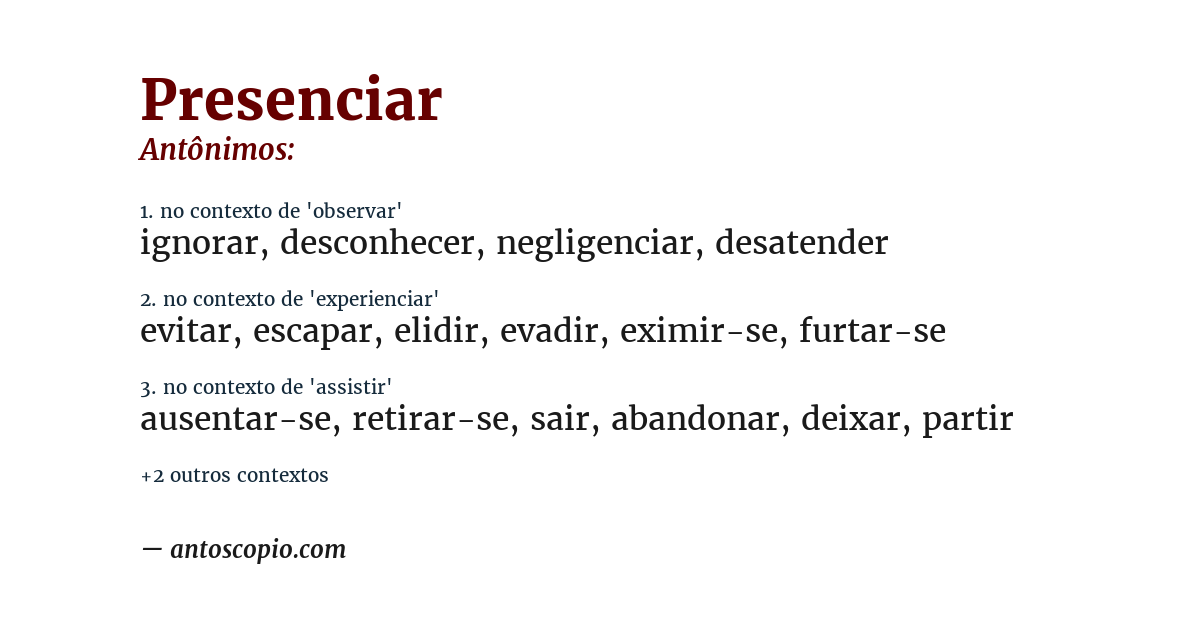 Antônimo de presenciar