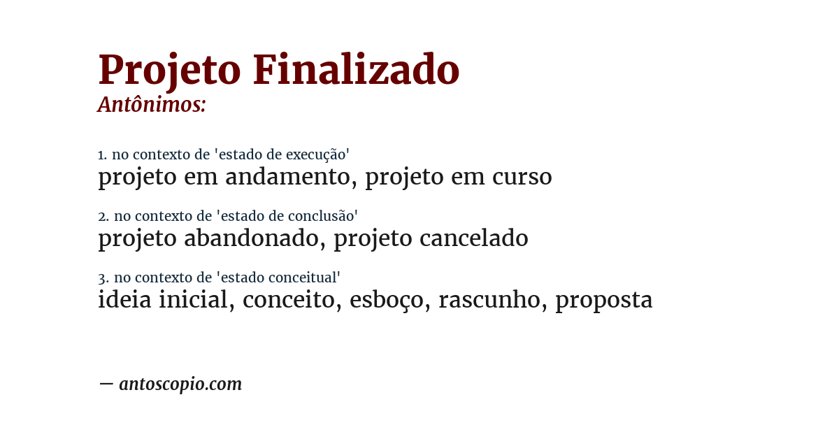 Antônimo de projeto finalizado