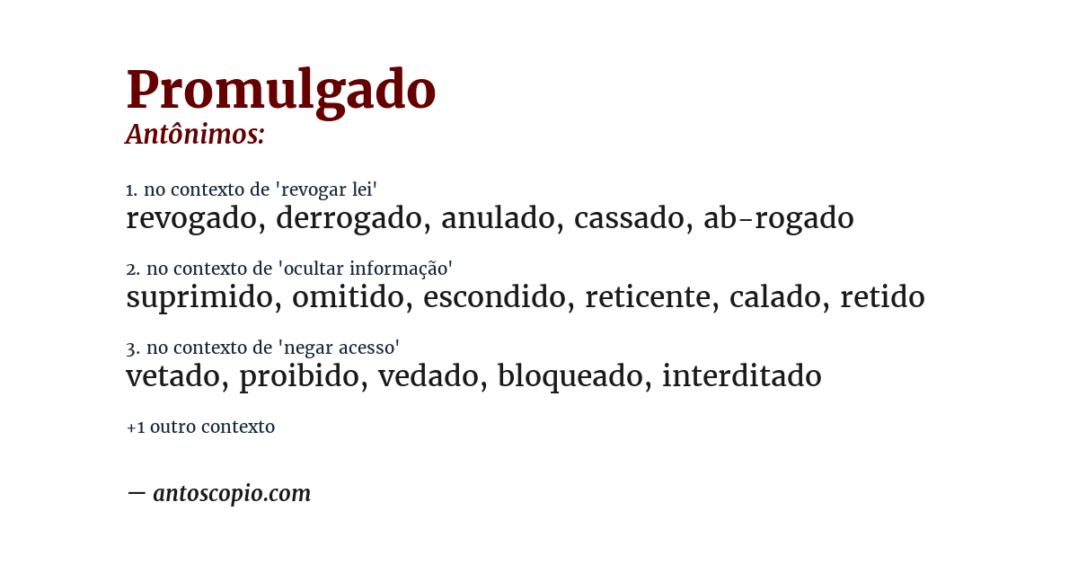 Antônimo de promulgado